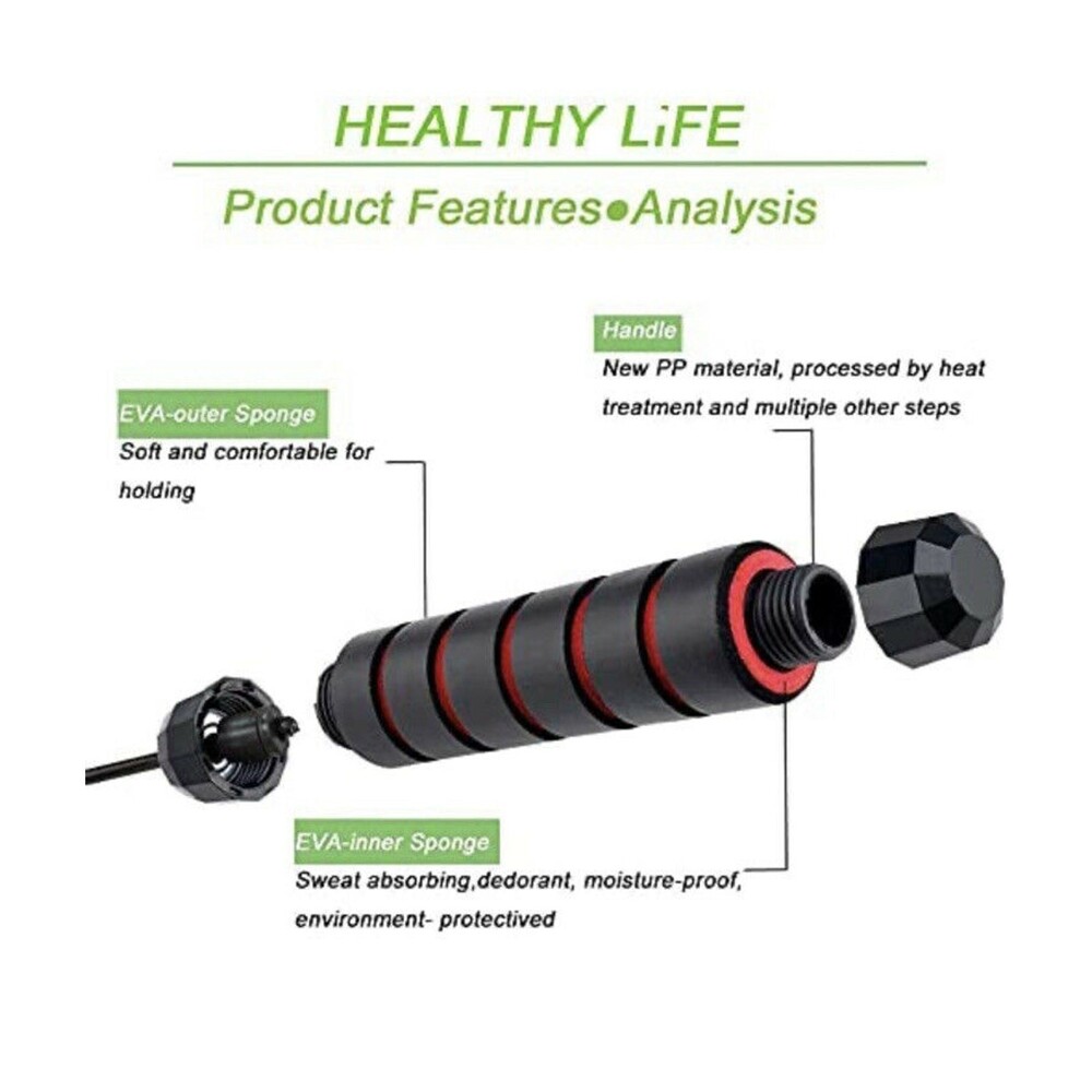 Jump Rope Skipping Rope For Workout Fitness Fast Smooth Durable And Tangle-Free - Picture 2 of 8